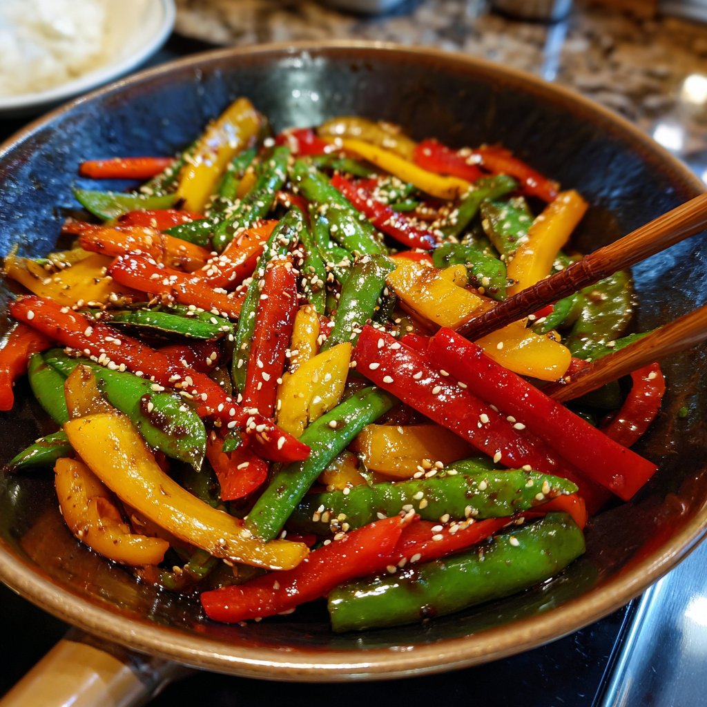 Asiatische Gemüsepfanne mit Sesam