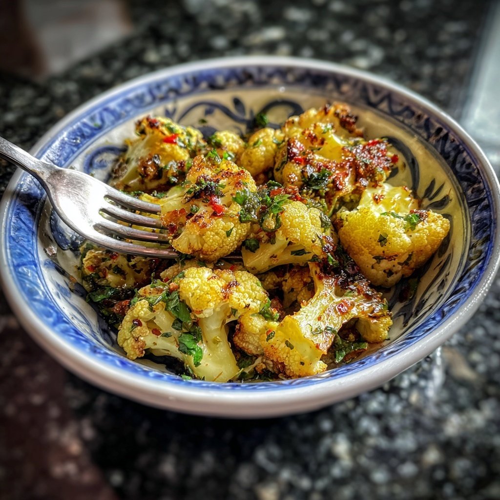 Blumenkohl Pfanne Mit Zitronen Knoblauch Öl