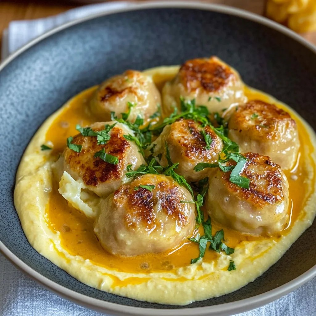Hackbällchen in cremiger Sauce mit Kartoffelpüree