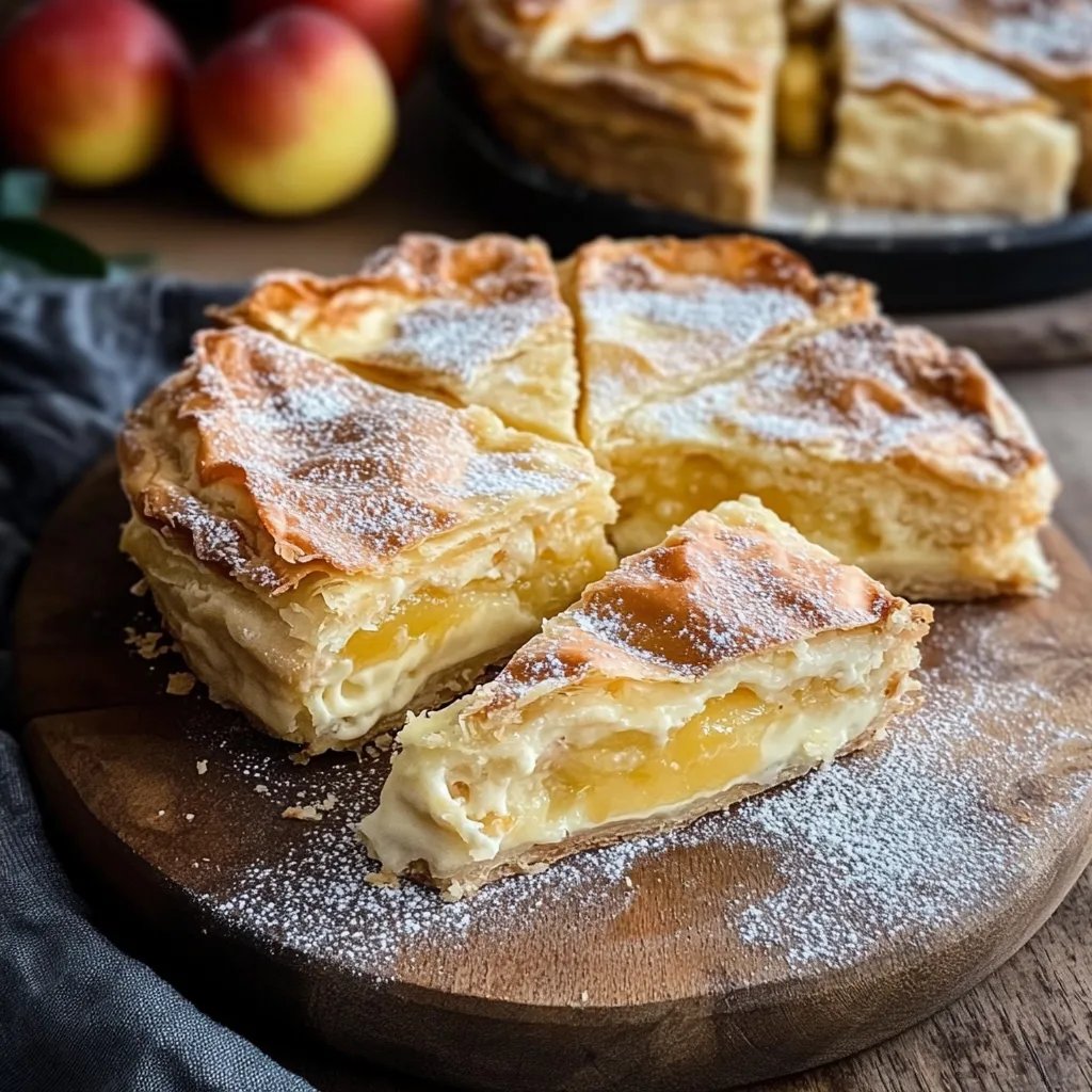Blätterteig Kuchen mit Pudding und Apfel