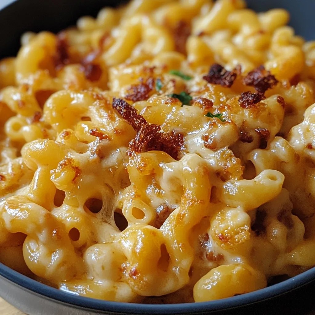 Mac & Cheese mit Hähnchen in Honig-BBQ-Sauce