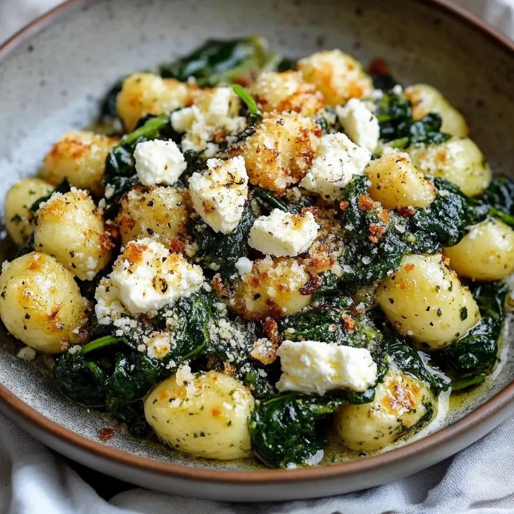 Cremige Gnocchi mit Spinat und Feta