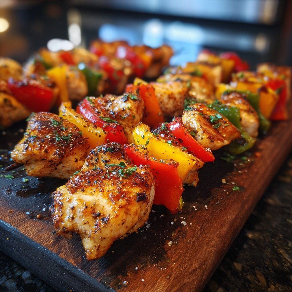 Gegrillte Hähnchenspieße Mit Paprika